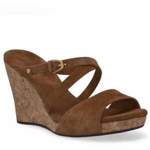 UGG Julitta Chestnut Suede Wedge Sandals